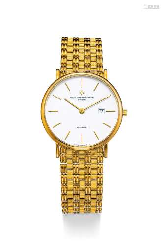 江诗丹顿 精美，黄金自动链带腕表，备日期显示，年份约1990