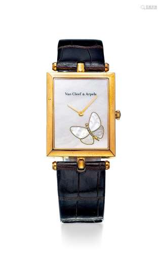 梵克雅宝 精美，女装黄金镶钻石方形腕表，型号HH3777，年份约2012