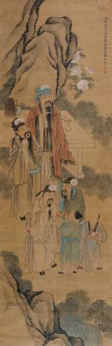 黄山寿（1855～1919） 1915年作 捻花图 立轴 设色绢本