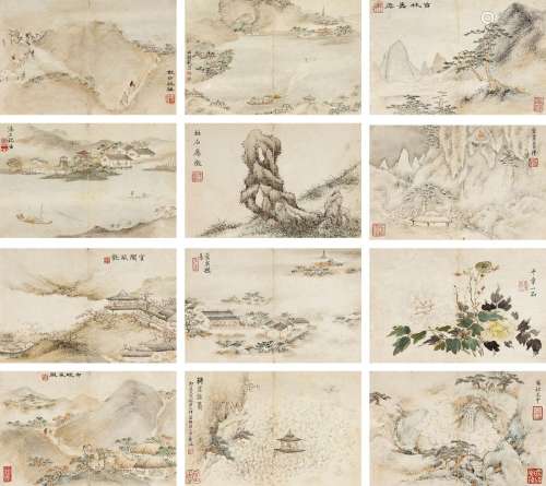 李瑶（清嘉庆） 1819年作 仿古山水册 册页 设色纸本
