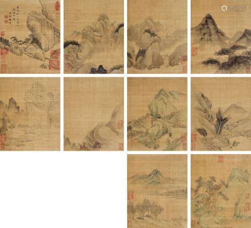 杨晋（1644～1728）（传） 仿诸家山水册 册页 设色绢本