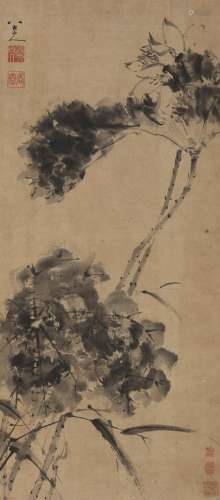 朱耷（1626～1705）（传） 墨荷 立轴 水墨纸本