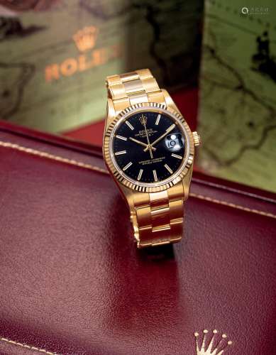 劳力士 精美，黄金自动链带腕表，备日期显示，「Datejust」，型号15238...