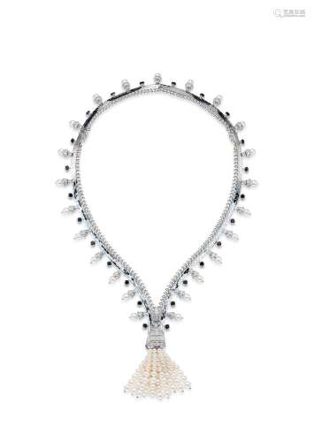 梵克雅宝设计 钻石配黑尖晶石及养殖珍珠「ZIP」项链/手链