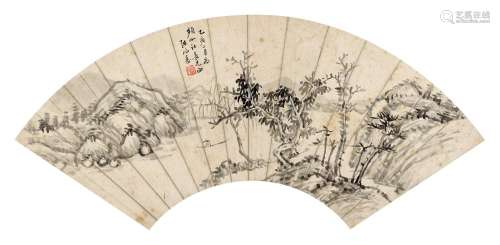 陈鸿寿（1768～1822） 泛舟图 扇面 水墨纸本