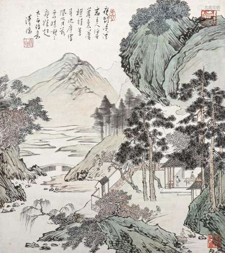 溥儒（1896～1963） 清溪悟道图 镜心 设色纸本