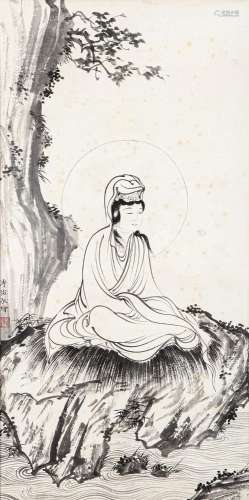 溥儒（1896～1963） 水墨观音 镜心 水墨纸本