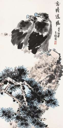 李苦禅（1899～1983） 1978年作 高瞻远瞩 立轴 设色纸本