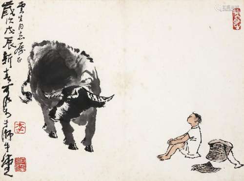 李可染（1907～1989） 1988年作 牧牛图 镜心 设色纸本