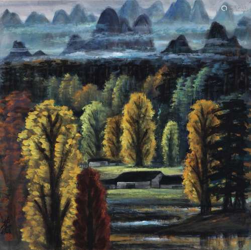 林风眠（1901～1911） 秋景山居 镜心 设色纸本