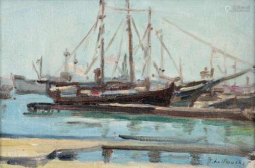 JULES LELLOUCHE (1903-1963) VOILIERS AU PORT SAILBOATS AT TH...