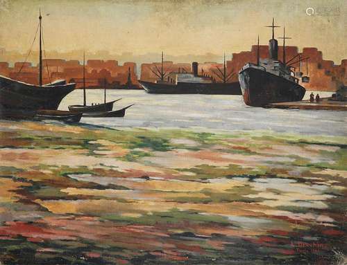 L. DROUHIN (XXE SIÈCLE) LE PORT DE TUNIS, 1946. THE TUNIS HA...