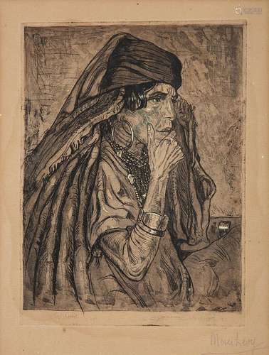 MOSES LÉVY (1885-1968) FEMME KABYLE DE PROFIL PROFILE FROM K...