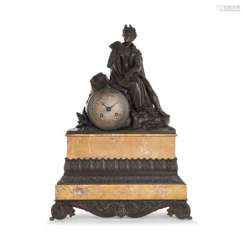 "LORD BYRON POÈTE" Pendule en bronze, représentant...
