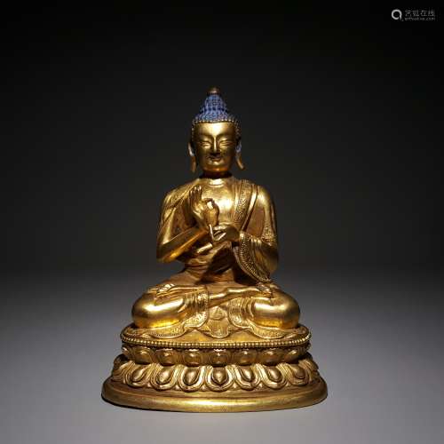 A Bronze gilt infinite longevity Buddha