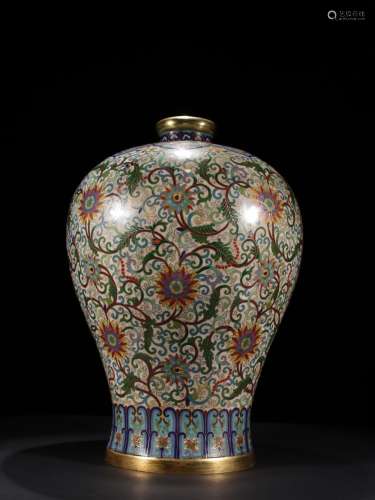 A QING DYNASTY QIANLONG pinched wire inlay cloisonne floral ...