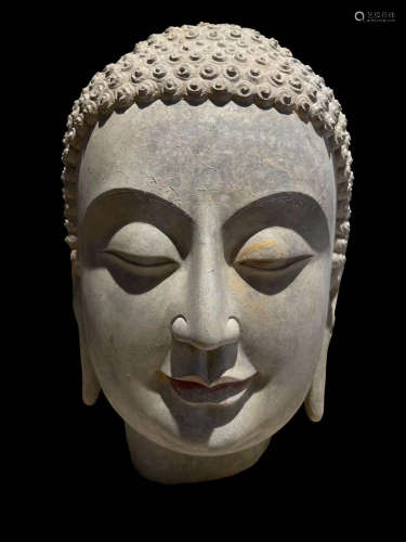 A NORTHERN WEI  BLUESTONE BUDDHA'S HEAD