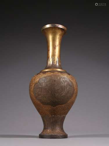A bronze gilt phoenix pattern bottle