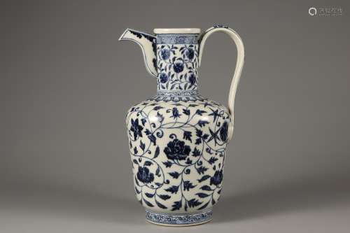 A Blue and White FLOWER WINE POT
