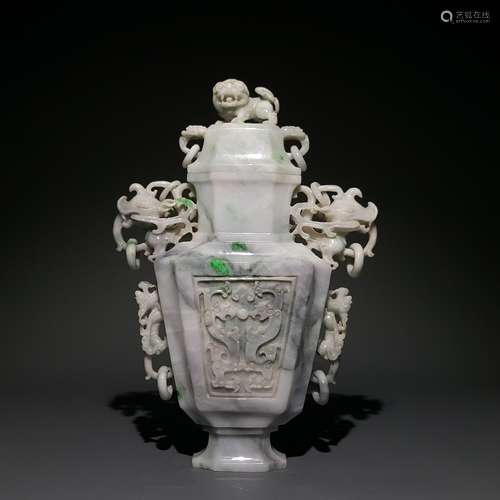 A JADEITE BEAST EARS BOTTLE