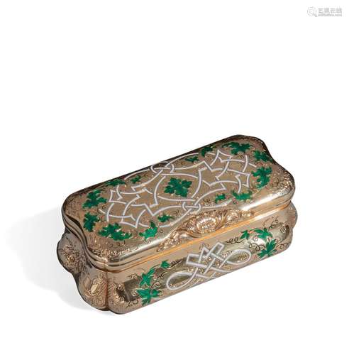 Gold and enamel box, mid-19th century