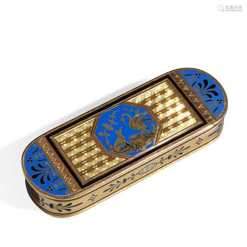 An oblong snuff box in gold and enamels, Paris 1809-19