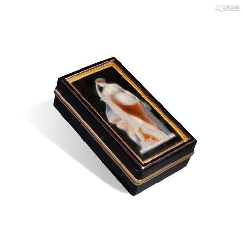 Rectangular box in tortoiseshell, gold, enamel and painted m...