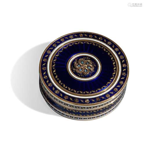 Round box in gold and enamels, Paris 1789