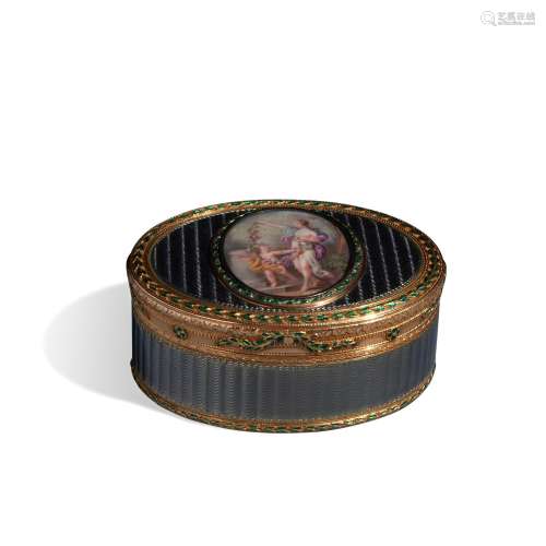 Oval box in gold and polychrome enamels, 18th century