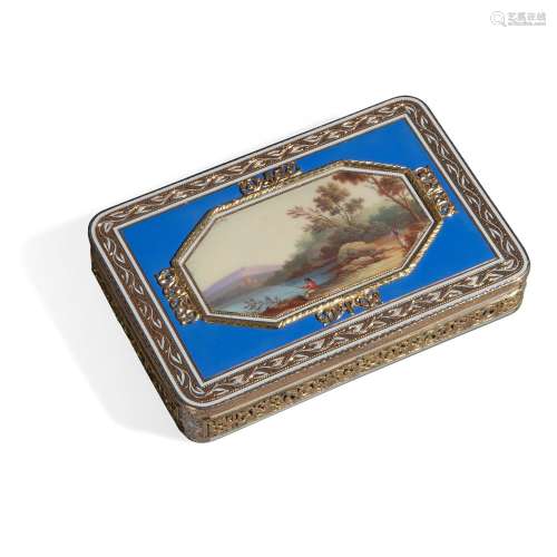 Rectangular snuff box in gold and enamels, first half of the...