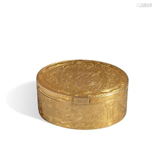 Oval gold snuff box, late 18th early 19th century