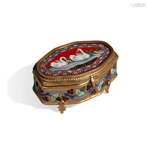 Gilded metal, micromosaic and enamel box, 19th century