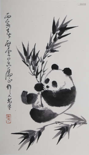 吴作人 熊猫 纸本托片
