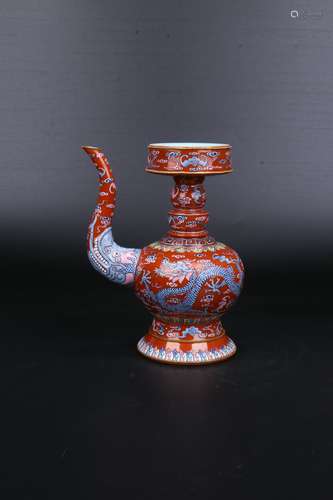 Chinese Qing Dynasty Jiaqing Famille Rose Dragon Porcelain P...