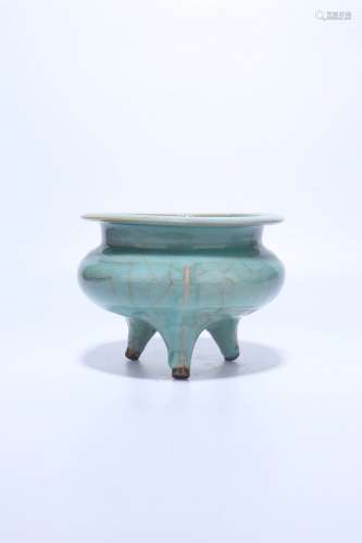 Chinese Longyao Kiln Porcelain Tripod Furnace