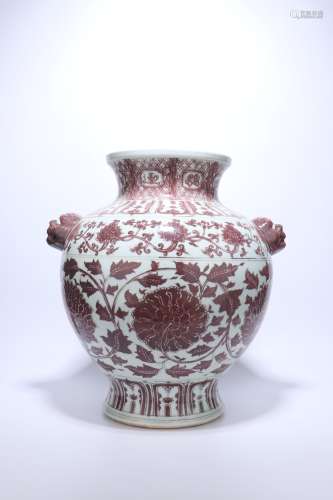 Chinese Ming Dynasty Underglazed Red Porcelain Flower Jar