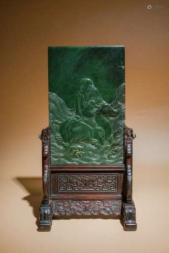 Chinese Qing Dynasty Hard Jade Luohan Screen
