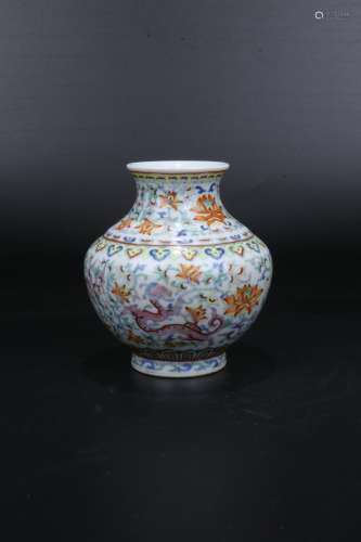 Chinese Qing Dynasty Qianlong Doucai Dragon Porcelain Bottle