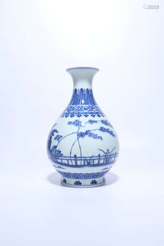 Chinese Qing Dynasty Blue And White Porcelain Bottle