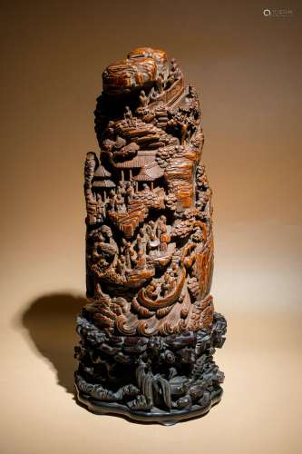 Chinese Qing Dynasty Bamboo Carving Shanzi