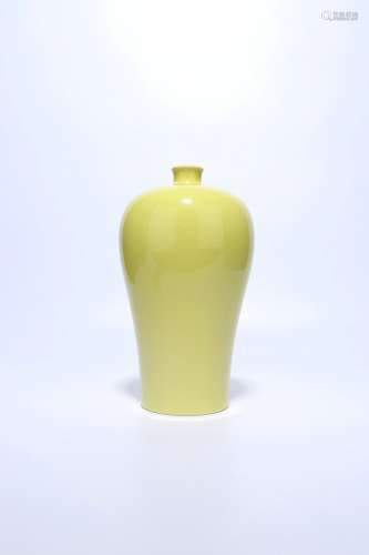 Chinese Qing Dynasty Porcelain Lemon Yellow Plum Bottle