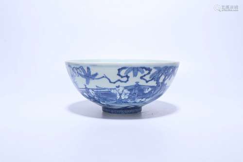 Chinese Qing Dynasty Blue And White Porcelain Bowl