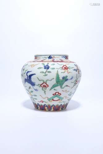 Chinese Ming Dynasty Blue And White Verte Rose Porcelain Jar