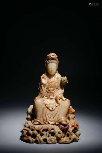 Chinese Qing Dynasty Shoushan Guanyin Statue