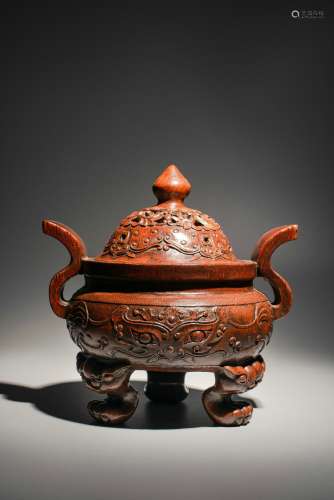 Chinese Qing Dynasty Bamboo Carving Furnace