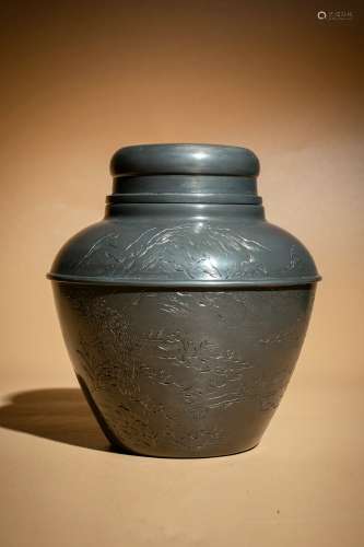 Chinese Qing Dynasty Tin Jar - Shen Cun Zhou