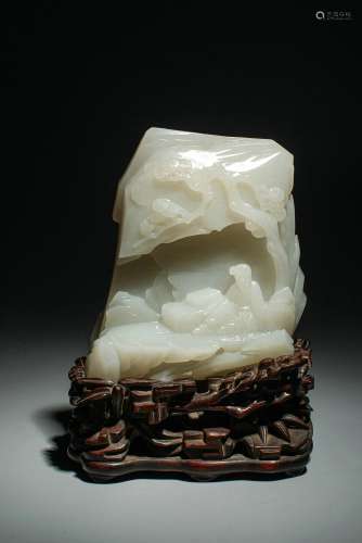 Chinese Qing Dynasty Hetian White Jade Shanzi