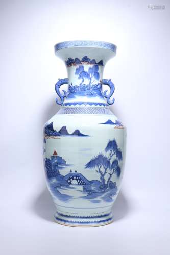 Chinese Qing Dynasty Blue And White Porcelain Vessel
