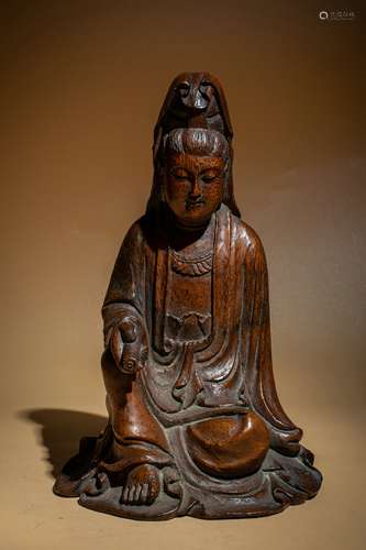 Chinese Qing Dynasty Bamboo Carving Guanyin