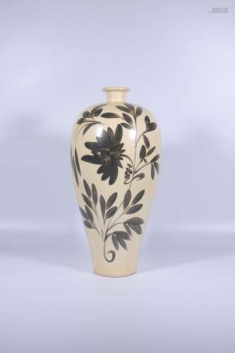 Chinese Cizhou Kiln Porcelain Flower Plum Bottle